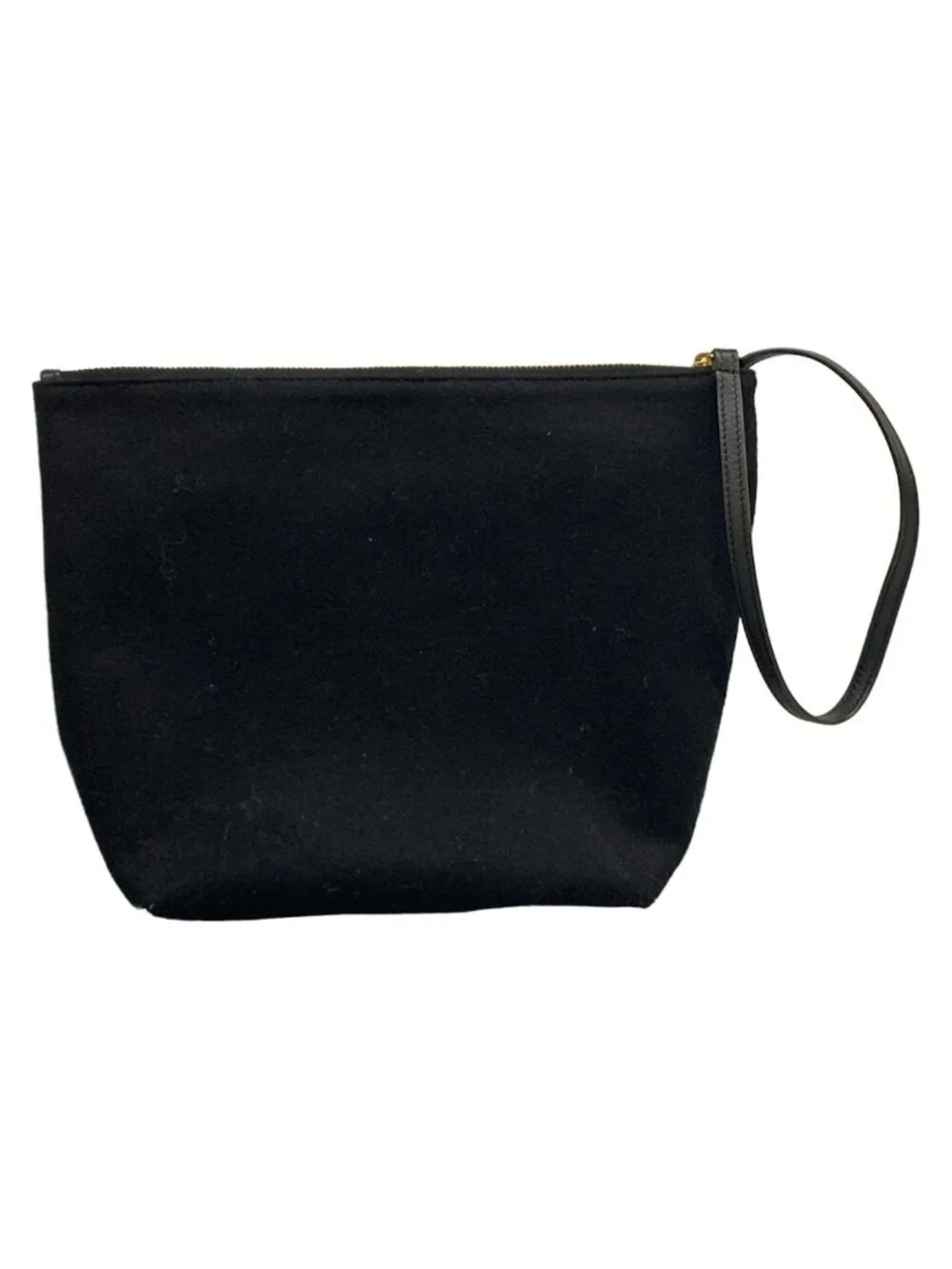 Saint Laurent Paris Pouch Embroidered Black Gold Wool Leather